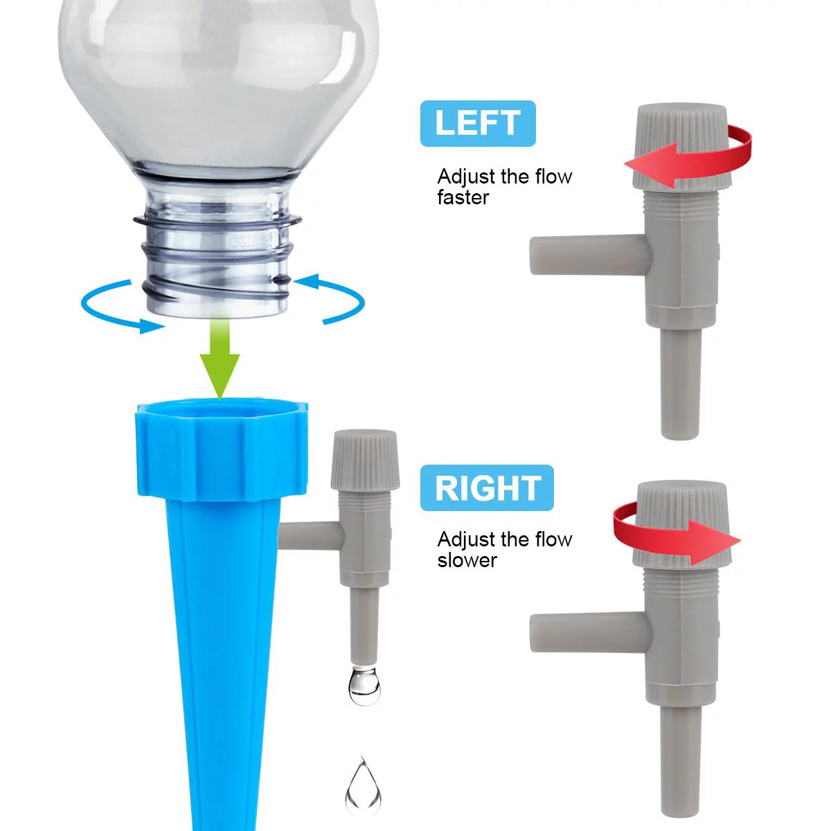 Gustave 20Pcs Self Watering Planter Insert, Plant Self Watering Spikes Auto Drippers Irrigation Devices with Slow Release Control Valve Switch 