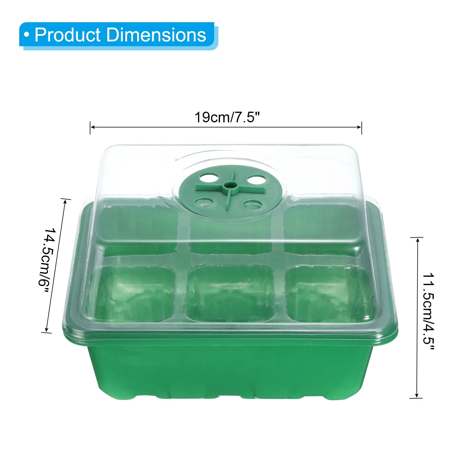 Uxcell 6 Cell Seeding Growing Tray Kit, with Adjustable Humidity Domes and Base for Greenhouse Planting, Green 8 Pack