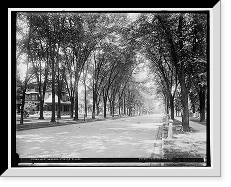 Historic Framed Print, West Genesee Street, Syracuse University, 17-7/8