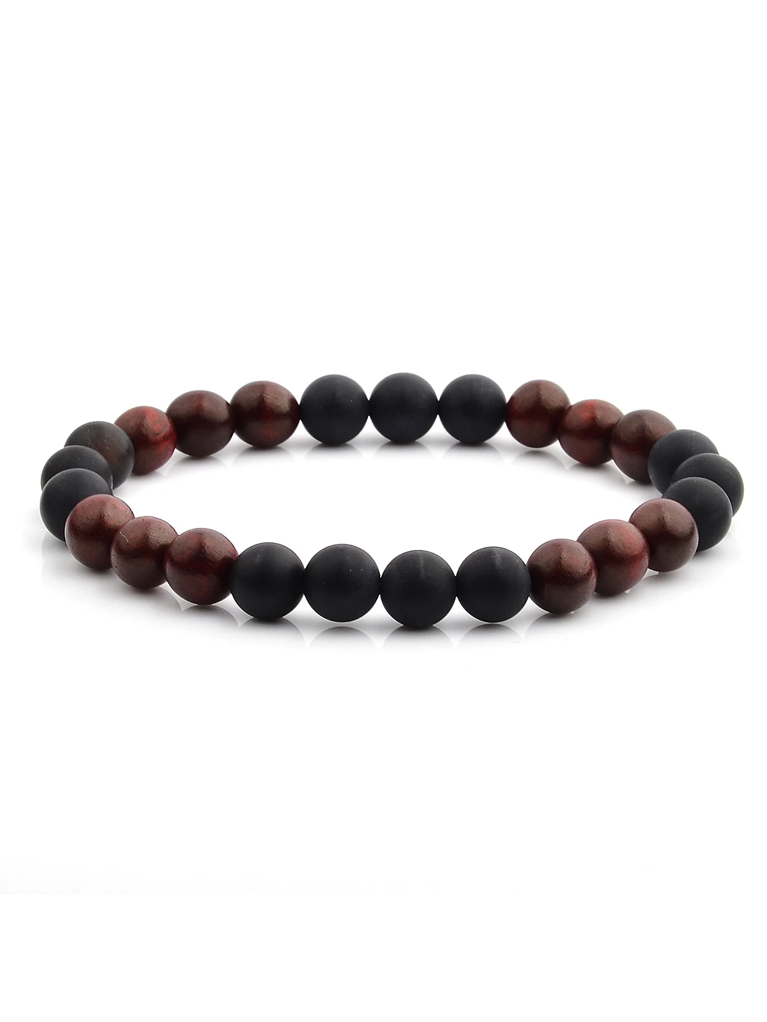 Coastal Jewelry Onyx Stone Red Sandalwood Willow Wood Stretch Bracelet