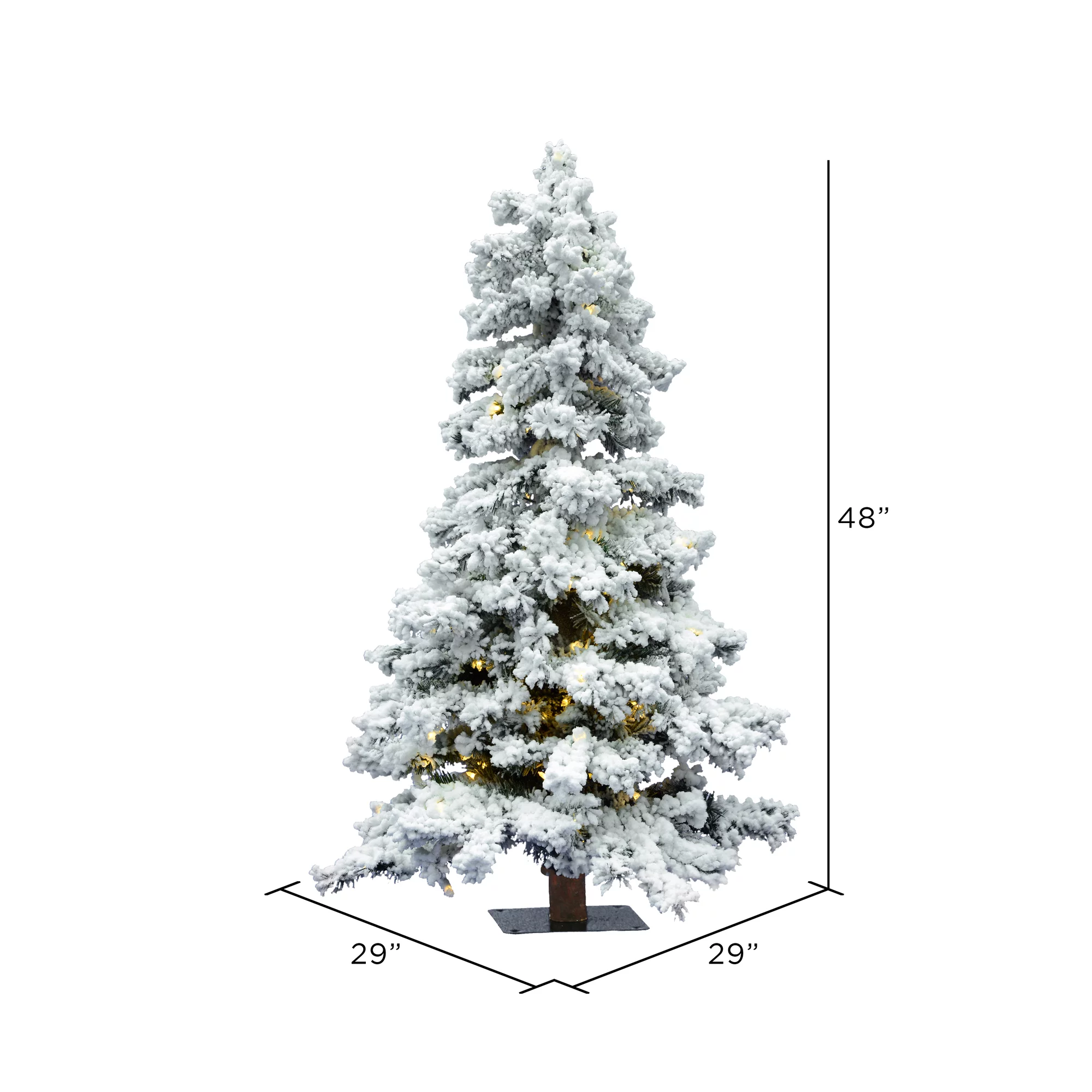 Vickerman 4' Flocked Spruce Artificial Christmas Tree, Pure White Single Mold LED Lights