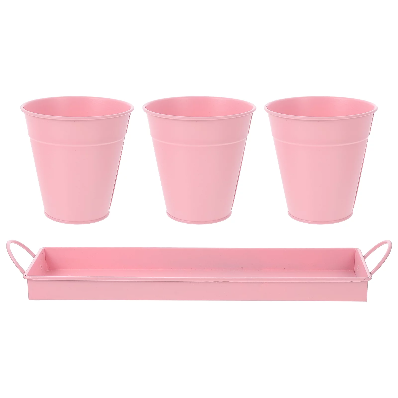 Tin Bucket Flower Pot Outdoor Tray Iron with Pink