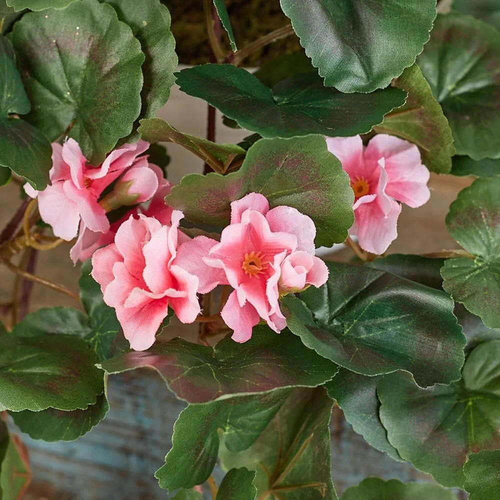 Cascading Pink Silk Geranium Hanging Basket - For Indoor Spring and Summer Arrangements and Home Decor