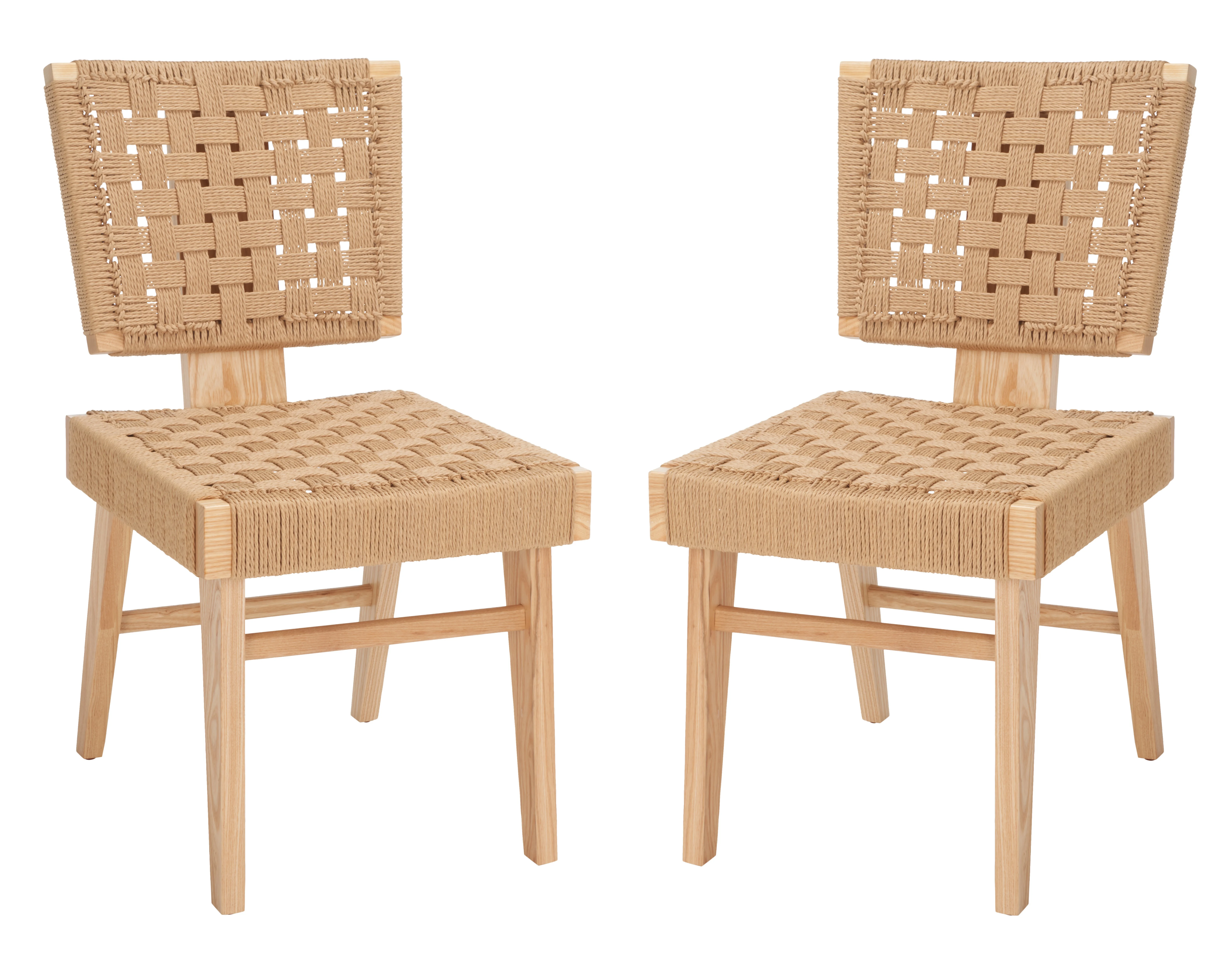 SAFAVIEH Couture Susanne Natural Woven Paper Solid Dining Side Chair, Natural (Set of 2)