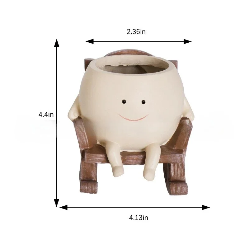 1pc Resin Rocking Chair Garden Plant Pot  Succulents and  Decoration