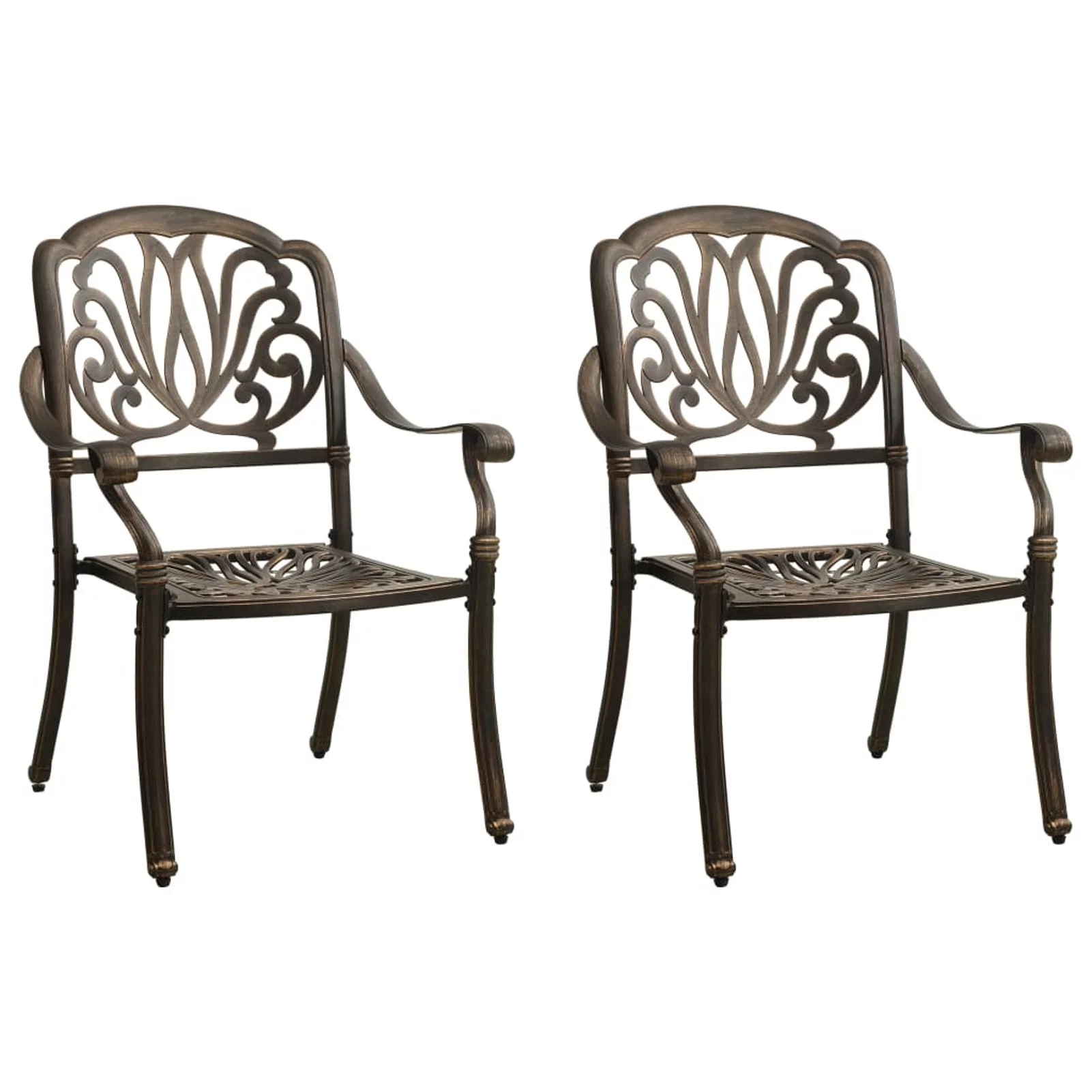 OWSOO Garden Chairs 2 pcs Cast Aluminum Bronze