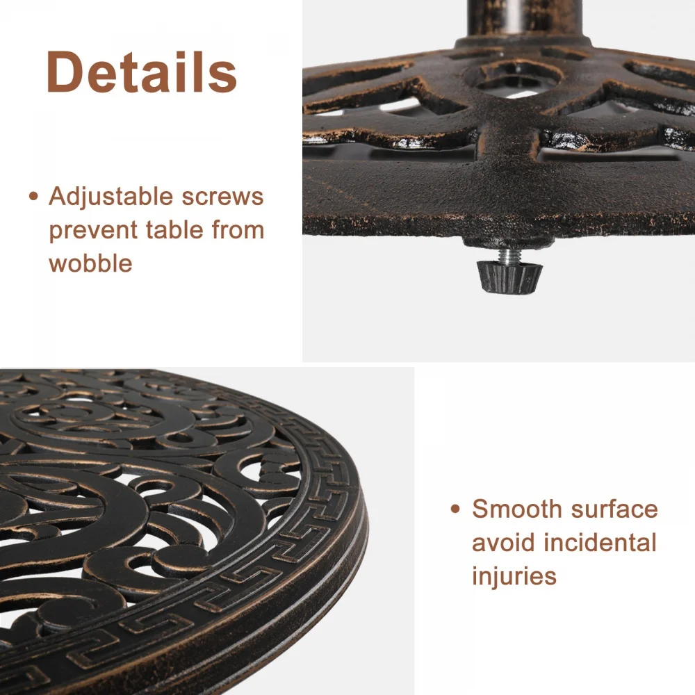 YAHAOLHGD Round Table Bistro Pub Patio Bar Height Cocktail Table Antique Bronze