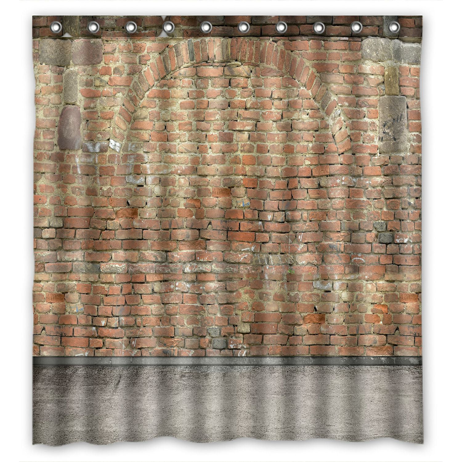 ABPHQTO Street Wall Background Waterproof Polyester Shower Curtain and Hooks For Home Decor 66x72 Inch