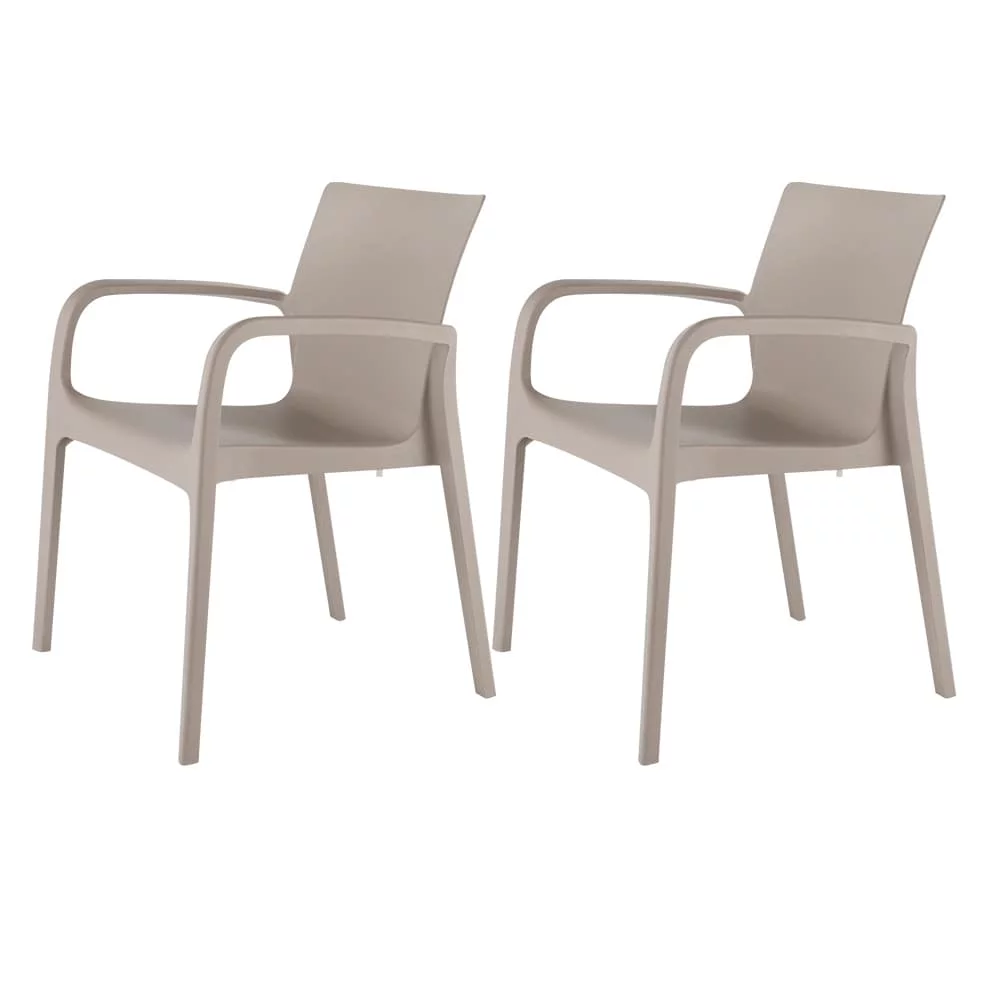 Lagoon Funiture Alissa Resin Stackable All-Weather Dining Armchair, Set of 2 Gold