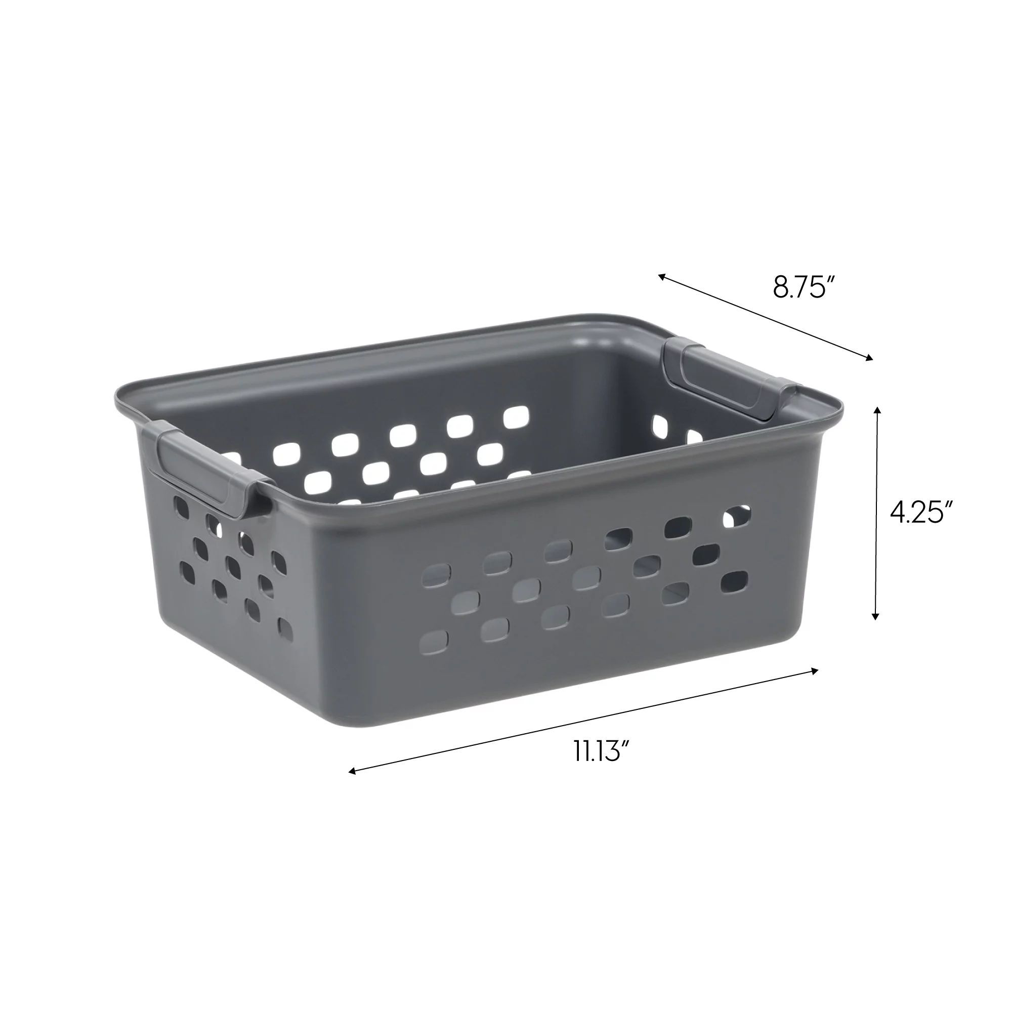 IRIS USA Small Plastic Storage Basket for Organizing, Gray