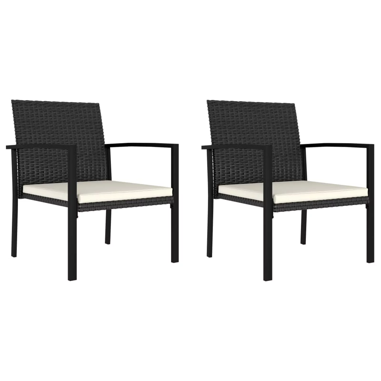 Anself 2 Piece Patio Chairs with Cushion Set Poly Rattan Steel Frame Outdoor Dining Chairs for Patio, Balcony, Backyard, Pool, Outdoor Furniture 20.9 x 23 x 32.7 Inches (W x D x H)