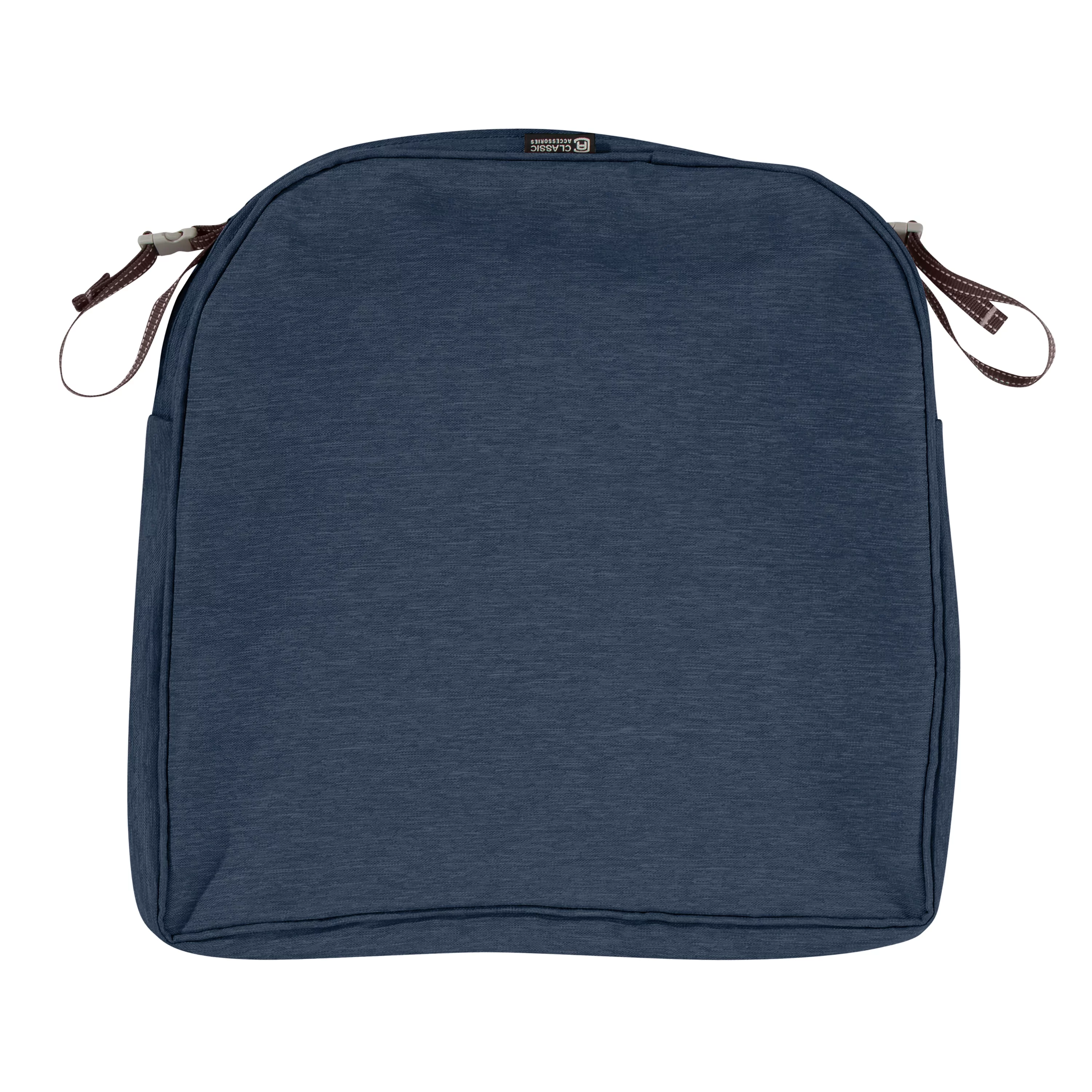 Classic Accessories Montlake FadeSafe Water-Resistant 20 x 20 x 2 Inch Contoured Patio Dining Seat Cushion Cover, Heather Indigo