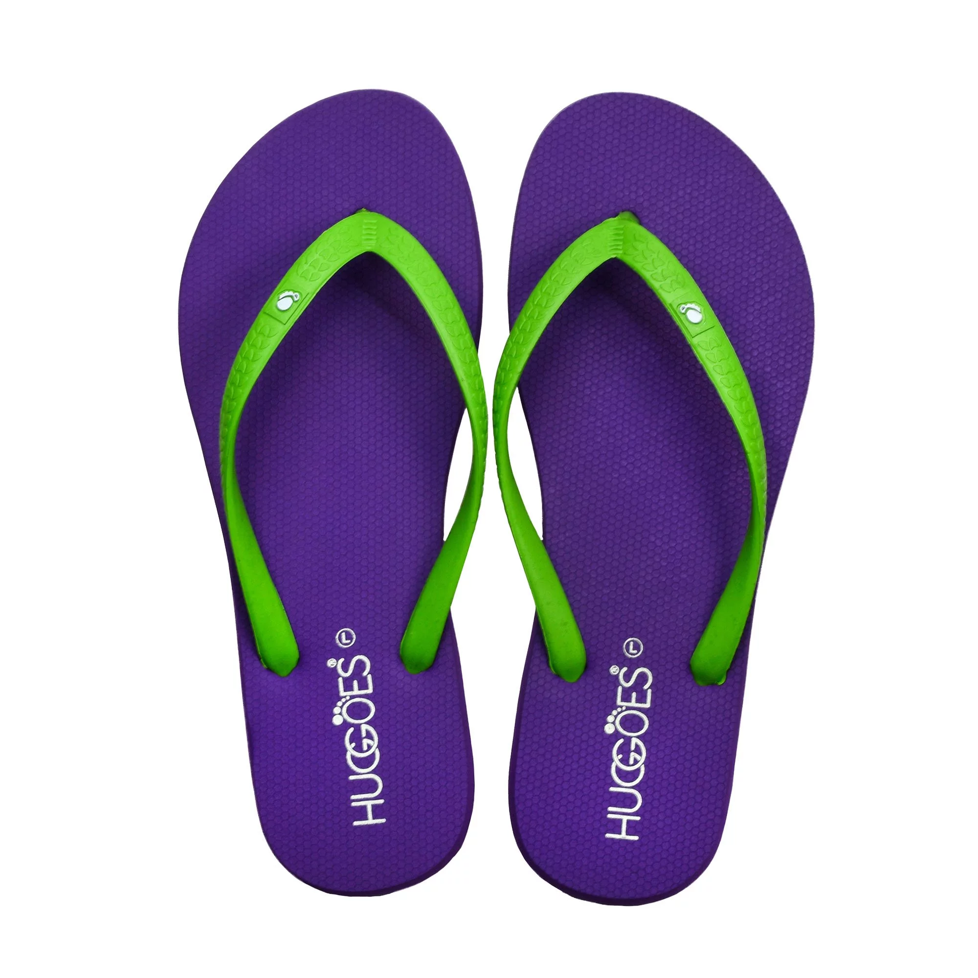 HUGGOES Lilac Natural Rubber Comfort Flip Flops for Women - Purple/Green