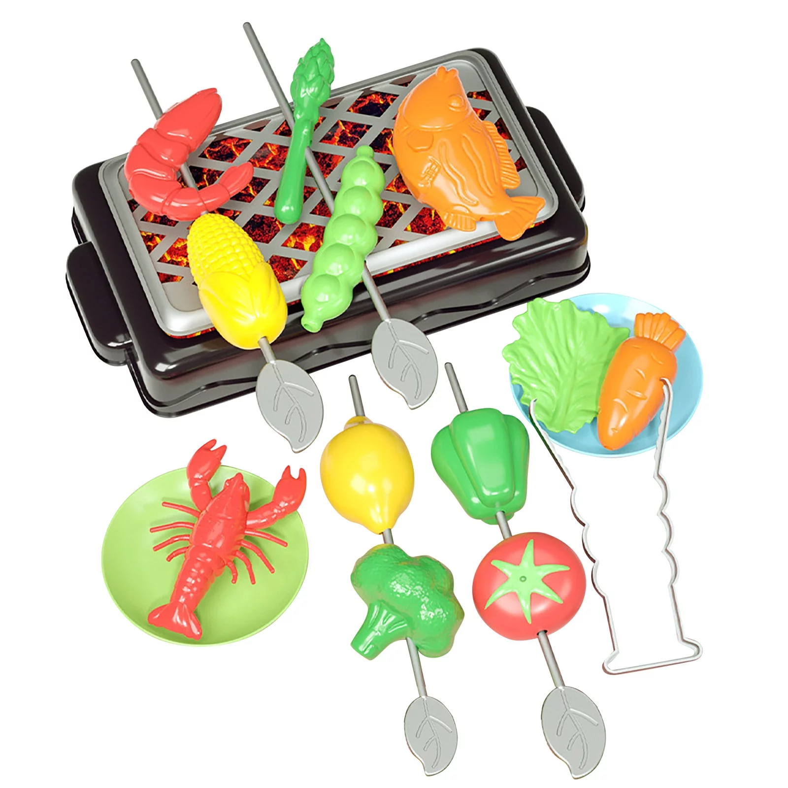 ZiSUGP Children's Barbecue Toy Set Play House Baby Kitchen BBQ Mini Grill Rack Food Grill Model