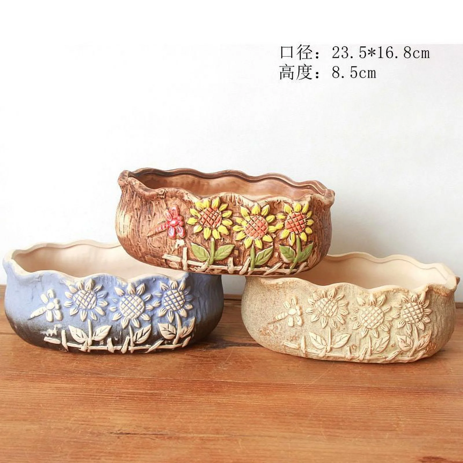 Coarse Pottery Succulent Planter - Ceramic Desktop Planter