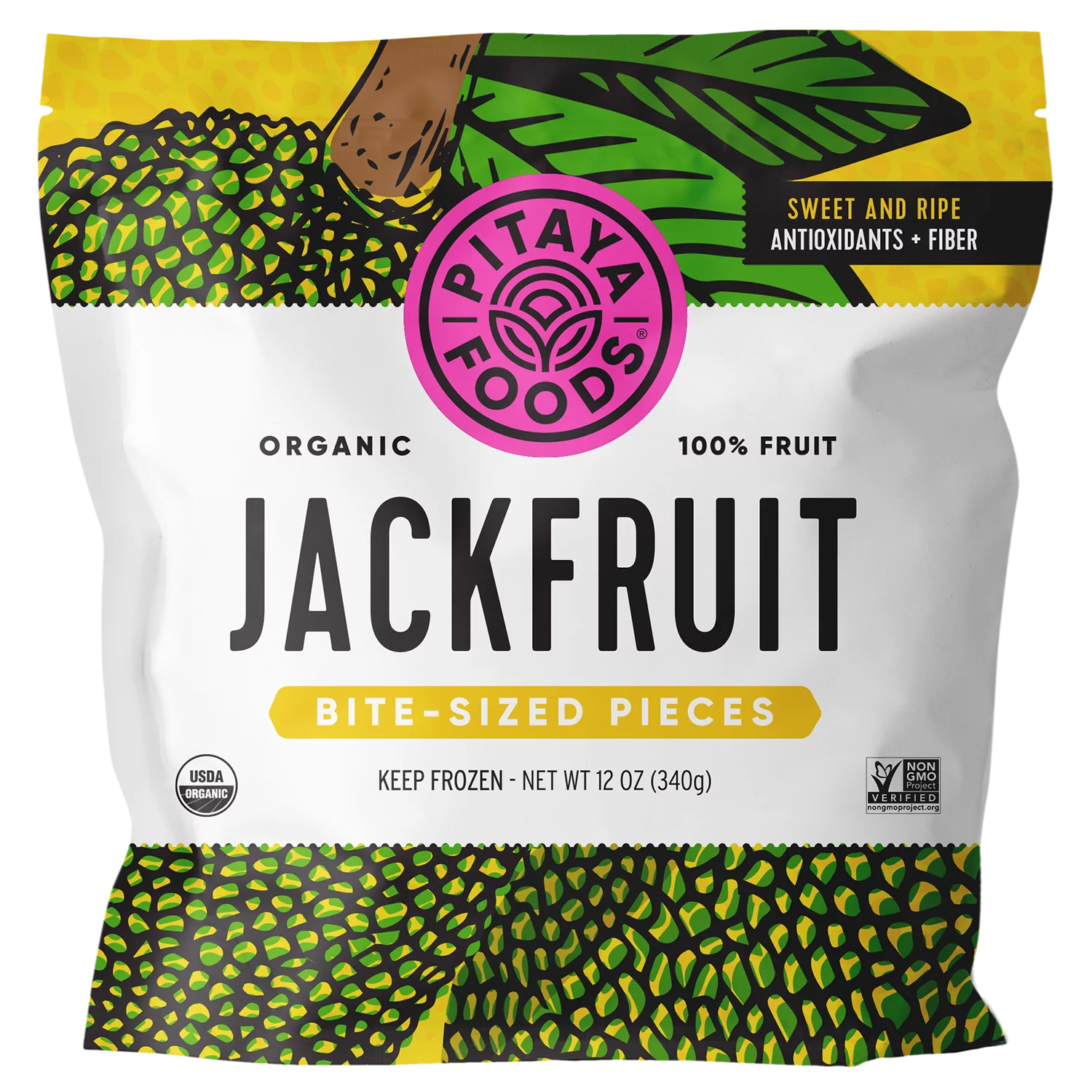 Pitaya Foods Frozen Ripe Jackfruit Pieces for Smoothies, 12oz, 1 Pouch