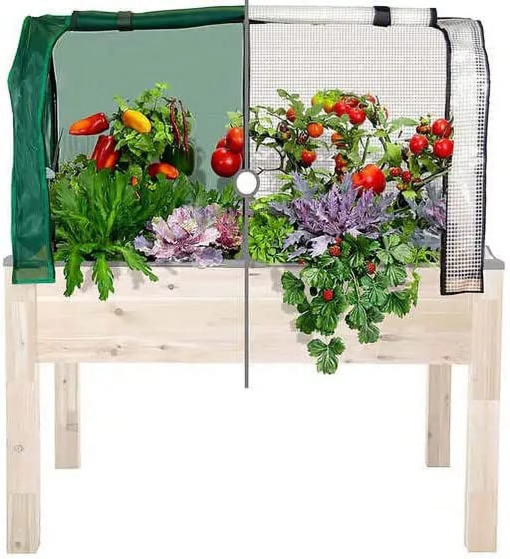 Greenhouse & Bug Cover Combo 22”W x 43”L x 24”H - Provides The Perfect microclimate for Your Plants. Includes 1 Frame & 2 Cover. Planter NOT Included