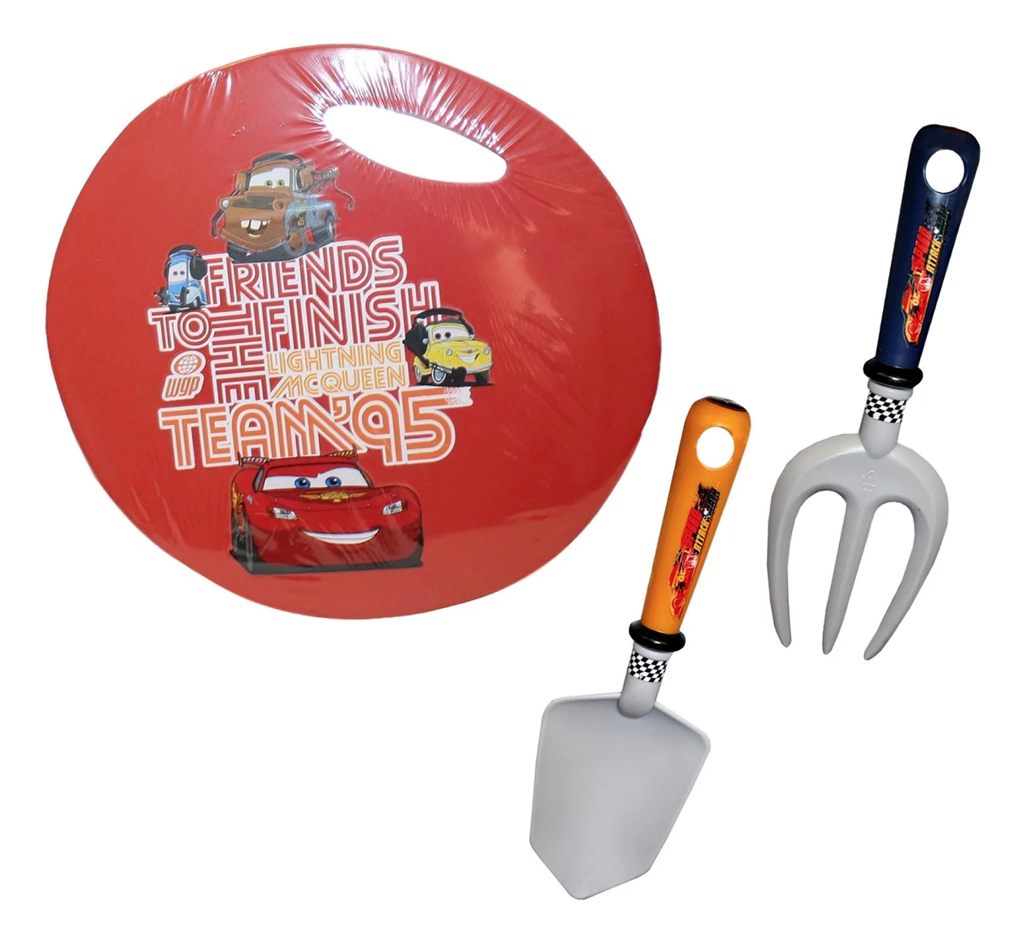 Treasure Co Trio Cars Kids Garden Set (3 Pc) Team 95 Kneeling Pad, Trowel, Cultivator