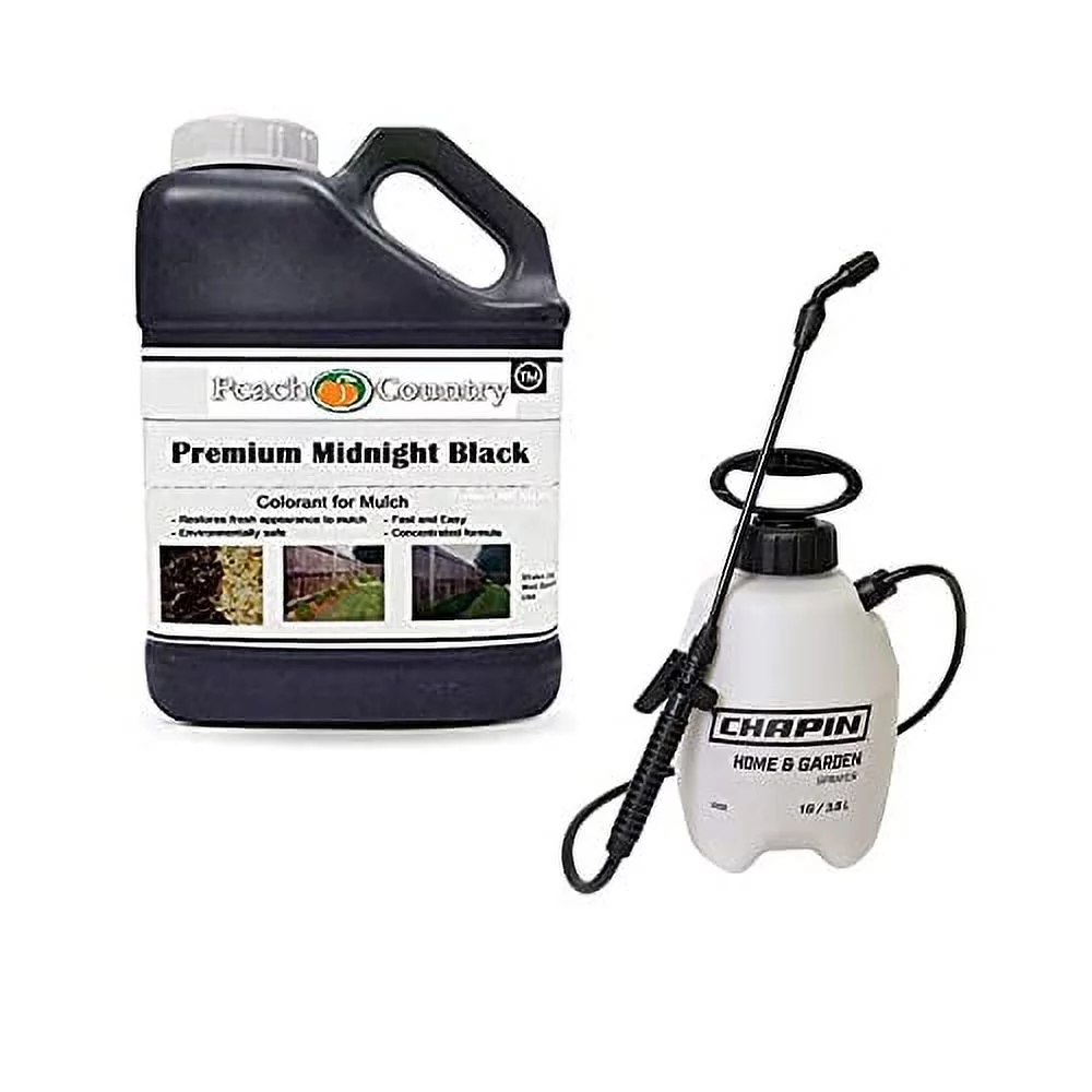 Mulch Color Concentrate And 1 Gallon Pump Sprayer Perfect Home Maintenance Kit For Your Home Mulch Beds - 11,200 Sq. Ft. (1 Gallon, Black)