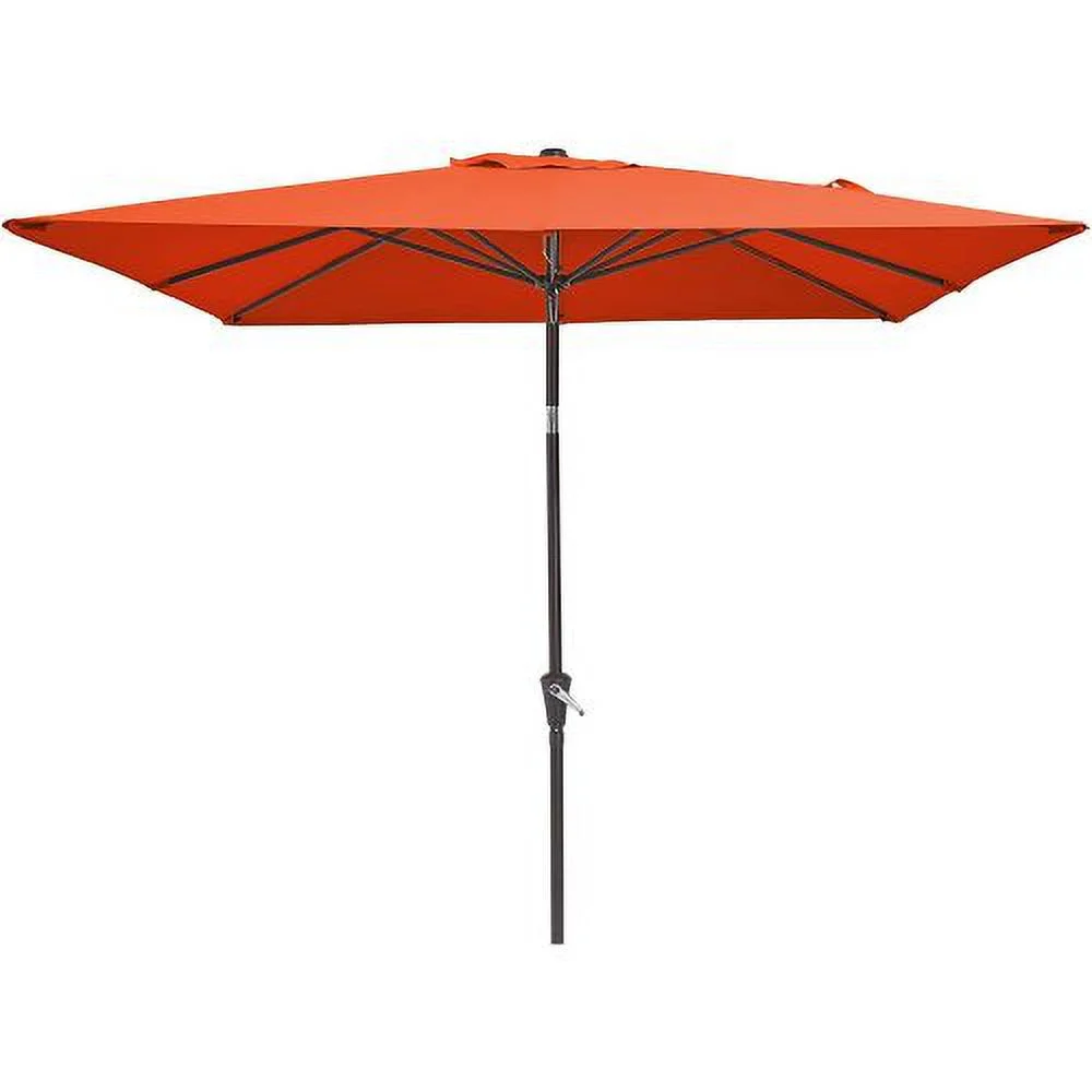 Buumin Rectangular Patio Umbrella 6.5 ft. x 10 ft. with Tilt, Crank and 6 Sturdy Ribs for Deck, Lawn, Pool in ORANGE