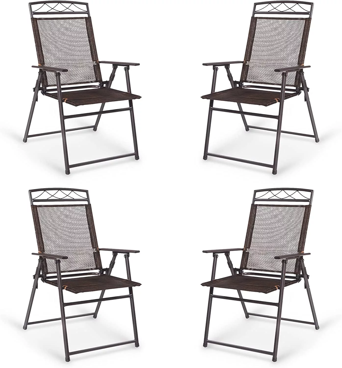 Elegant Set of 4 Elegant Elegant Chairs, Foldable Elegant Chairs Sling Chairs for Backyard Poolside Balcony, Portable Camping Chair Lawn Chair Outdoor
