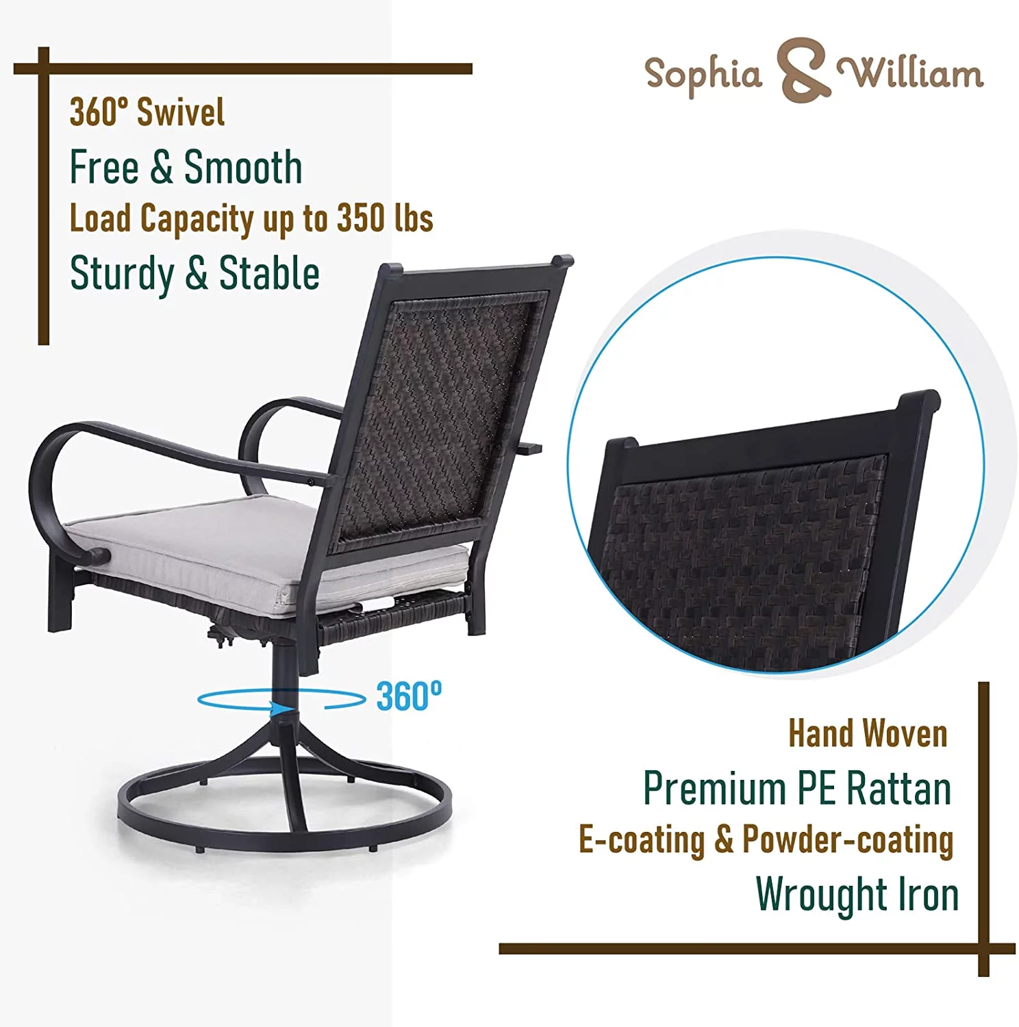 & William 9 Pieces Patio Dining Set for 8  Outdoor Furniture with 1 X-Large E-Coating Square Metal Table and 8 Black Portable Folding Sling Chairs  Outdoor Table & Chairs for Porc