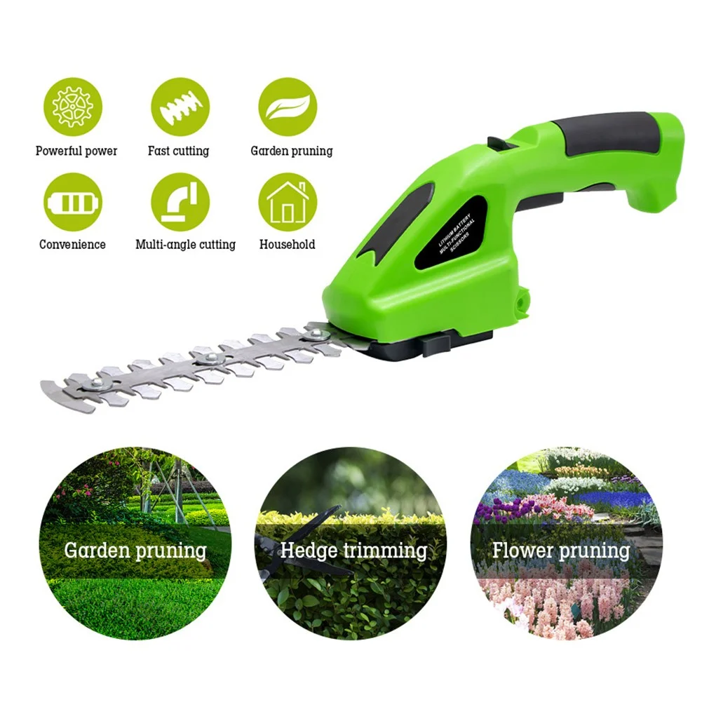 2-in-1 Electric Cordless Hedge Plants Trimmer Handheld Grass Shear Shrub Cutter