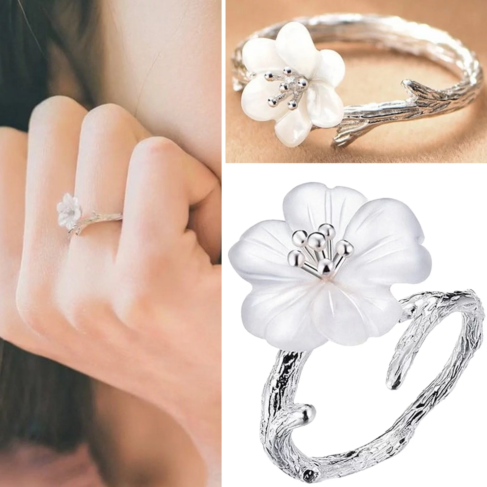 XZZjjl Gold Rings For Women That Don'T Tarnish Cherry Ring Cherry Jewelry Flower Vine Winding Finger Adjustable Open End Fashion Natural Flower Ring Autumn Wind