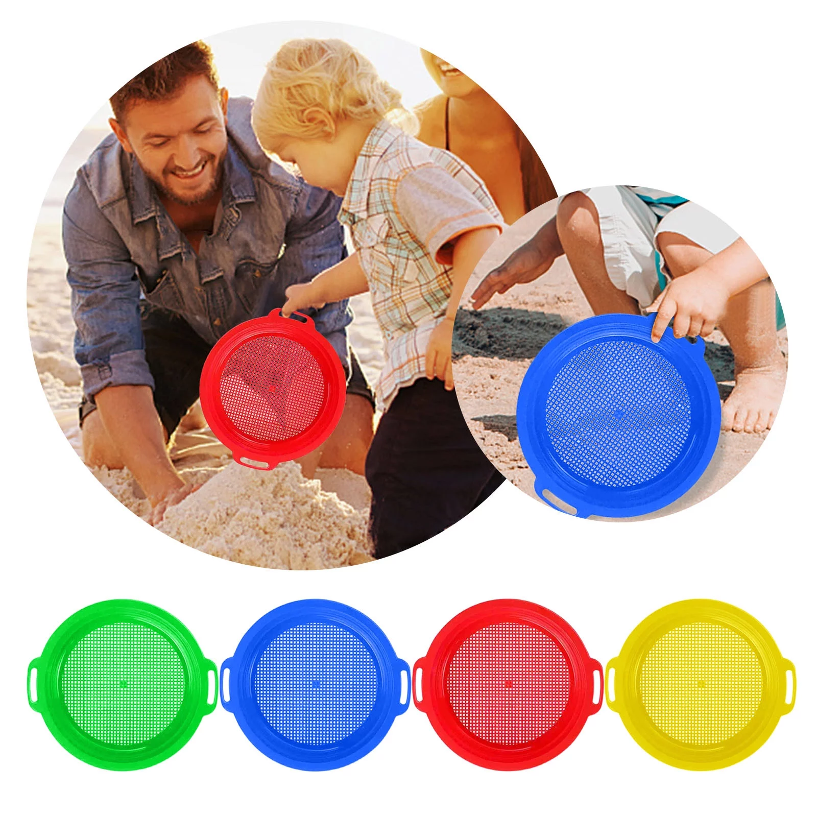 YALFJV 4pcs Sand Sieves Toys Sand Strainer Beach Toys Kids Playing Sand Toys Toddler Sand Play Set Beach Shovel Beach Pail and Shovel Set Floats for Kids 9 12 Sandbox Trucks Large