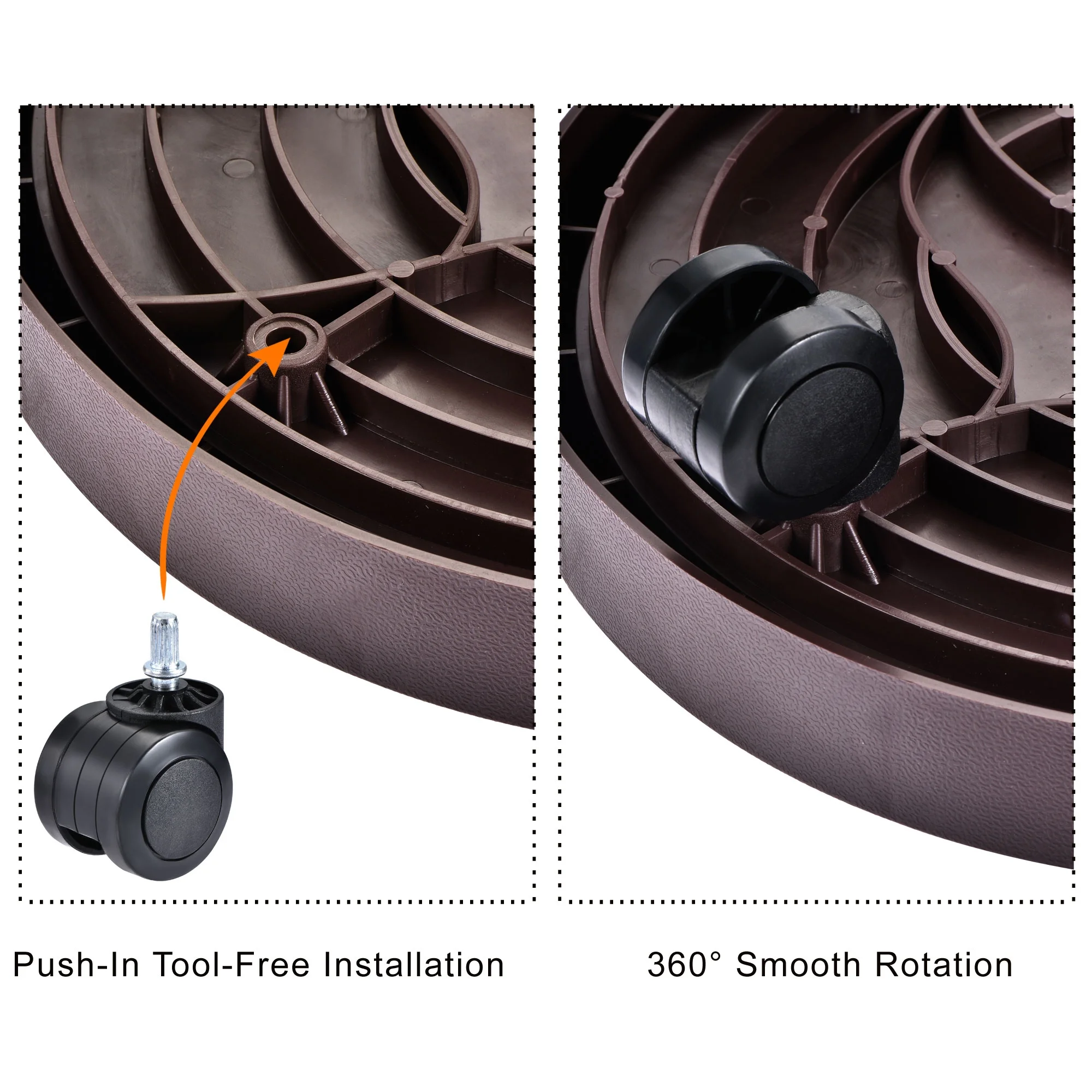 Unique Bargains Plant Pallet with Wheel Round Plastic Rolling Flowerpot Dolly