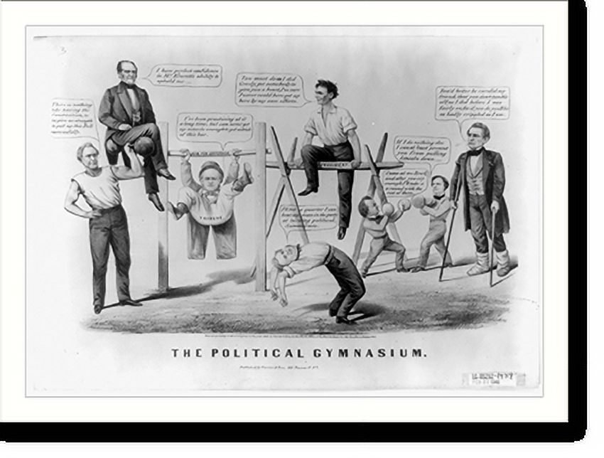 Historic Framed Print, The political gymnasium, 17-7/8