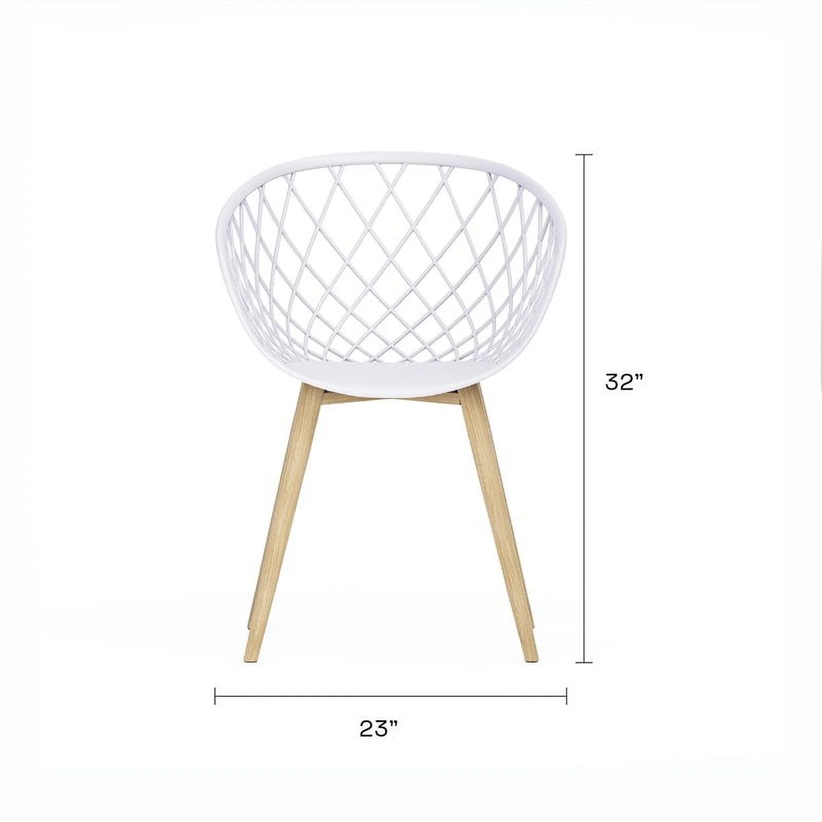 Pemberly Row Steel Chair 2 Piece Set in White & Natural Finish