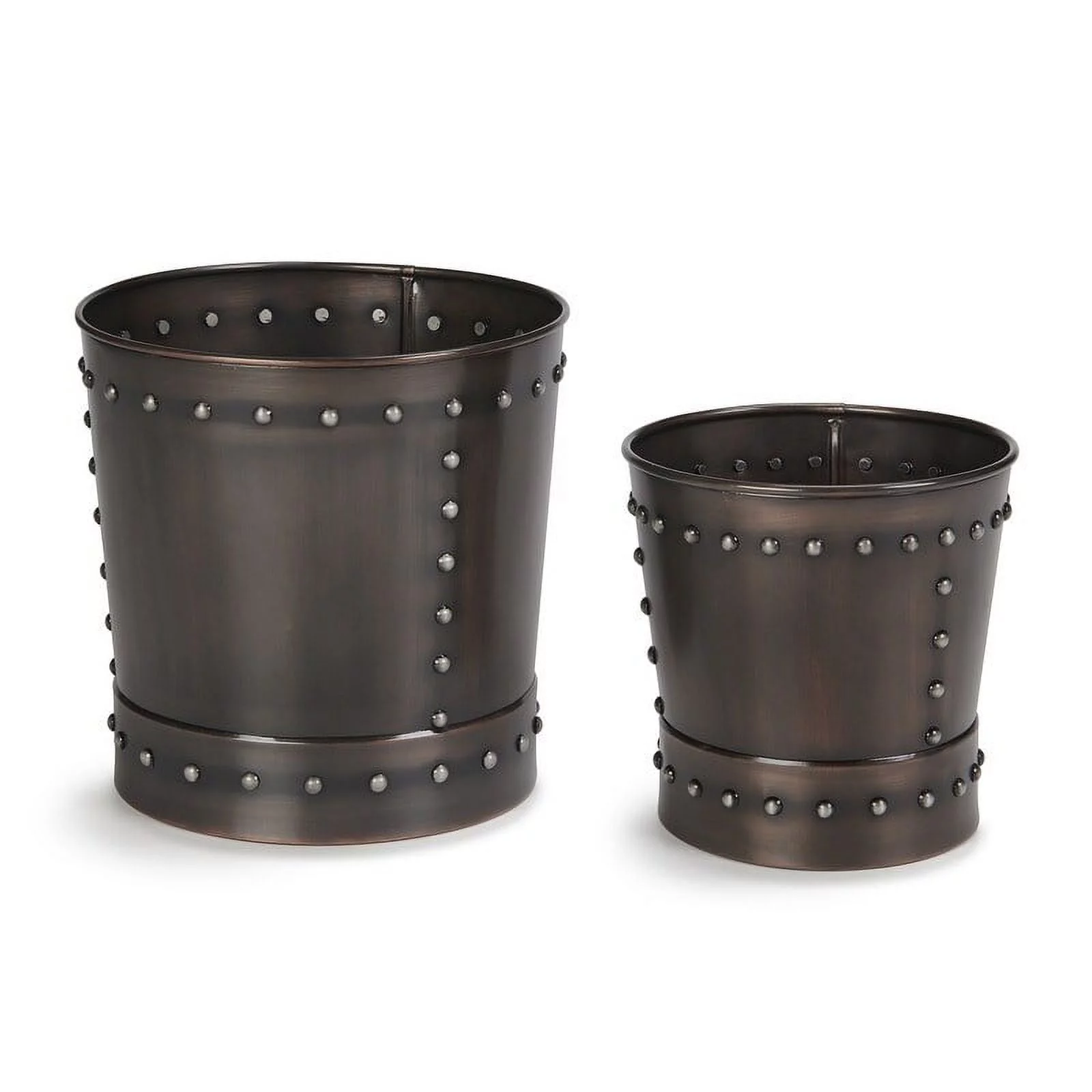 Good Directions Unique Medium Riveted Bronze Planter Set of 2 for Outdoor or Indoor Use, Garden, Deck, and Patio Bronze