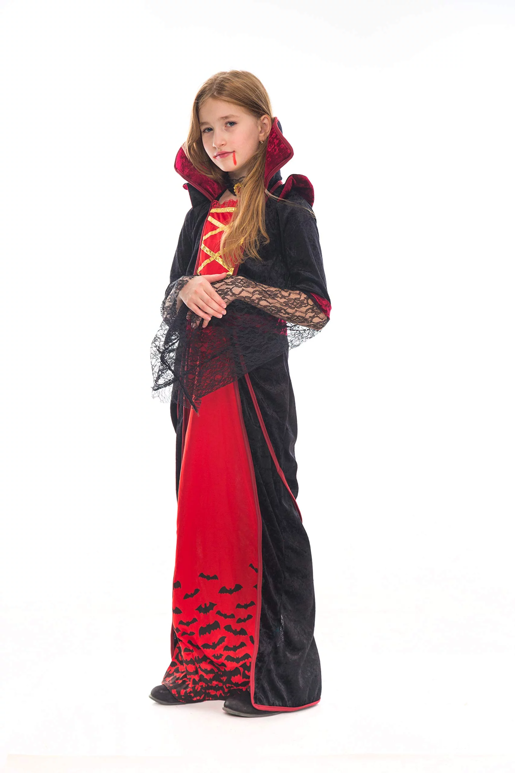 Spooktacular Creations Royal Vampire Costume for Girls, Halloween Gothic Set for Victorian Vampiress Queen Dress UP Party, XL