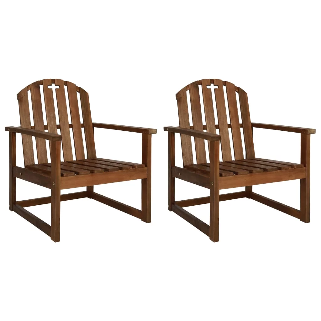 Anself 2 Piece Garden Dining Chairs Acacia Wood Side Deck Chair with Armrest for Patio, Garden, Backyard, Balcony, Indoor Outdoor Furniture 23.6 x 24.8 x 31.1 Inches (W x D x H)