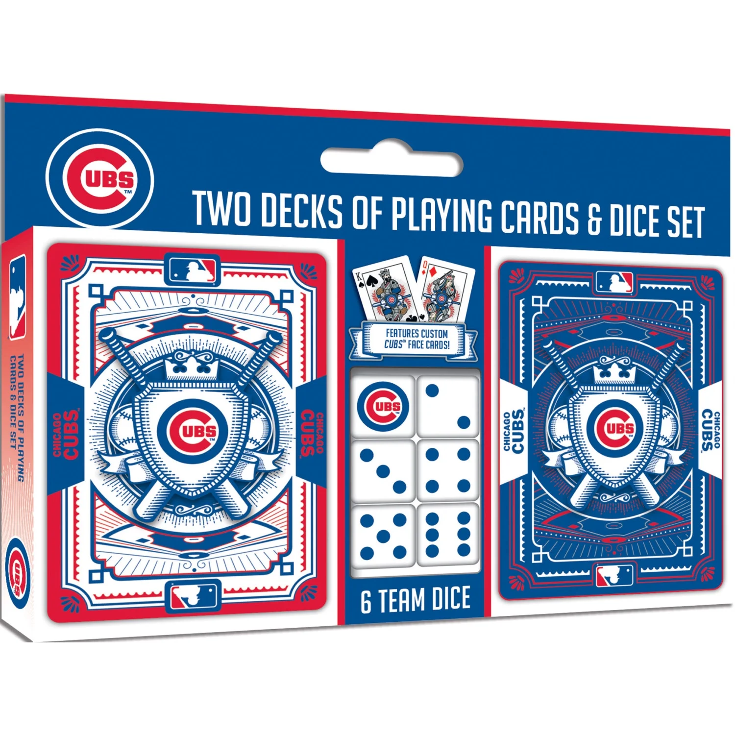MasterPieces Officially Licensed MLB Chicago Cubs 2-Pack Playing cards & Dice set for Adults