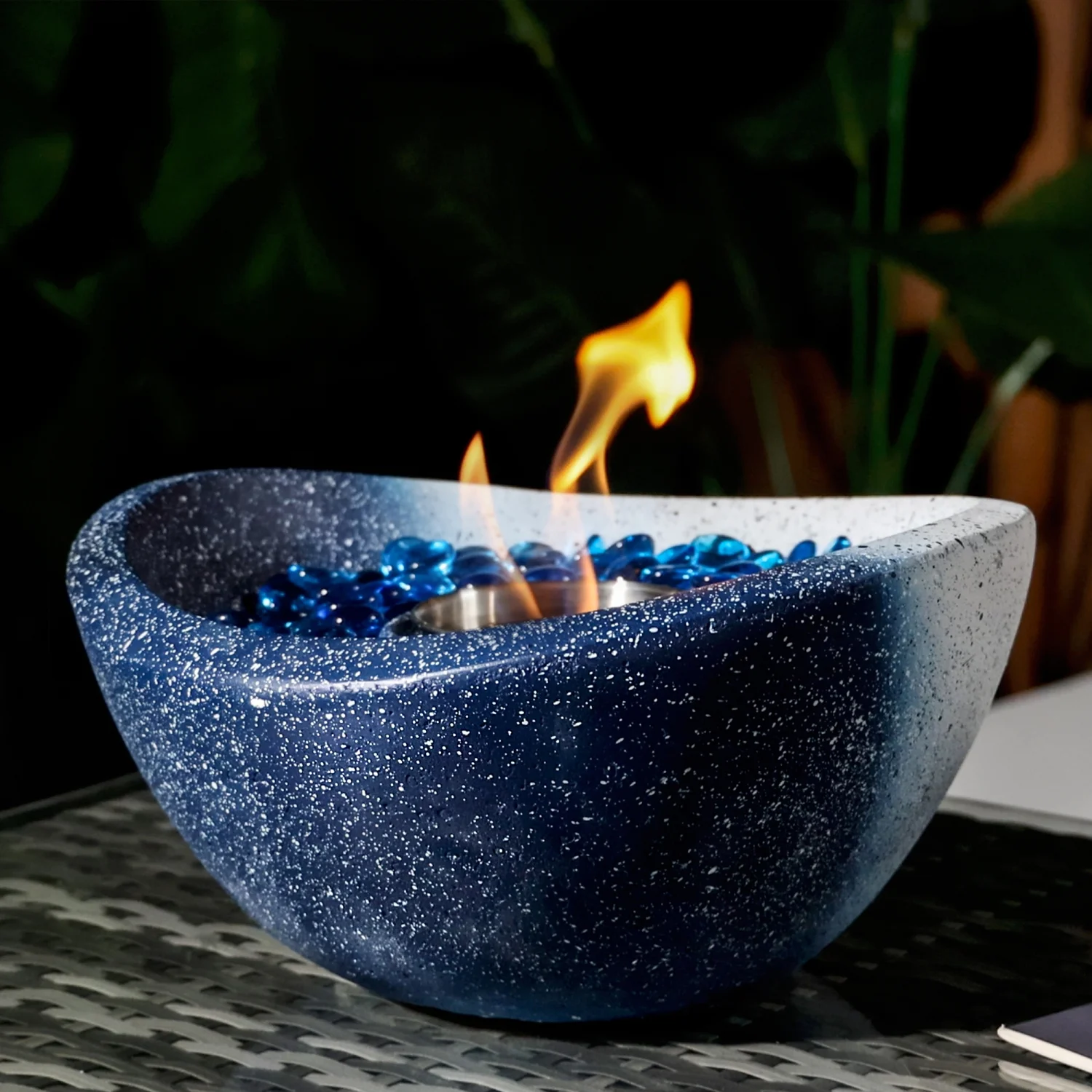 Tabletop Fire Pit with Mixed Color  Outdoor & Indoor Fire Pit  Portable Concrete Fire Pit  Personal Ethanol Fireplace  Outdoor Table Top Fire Pit  Mini Fire Pit Smokeless Fire Bowl