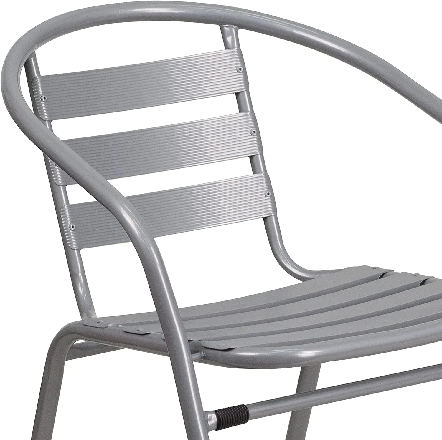 Lila 4 Pack Silver Metal Restaurant Stack Chair With Aluminum Slats