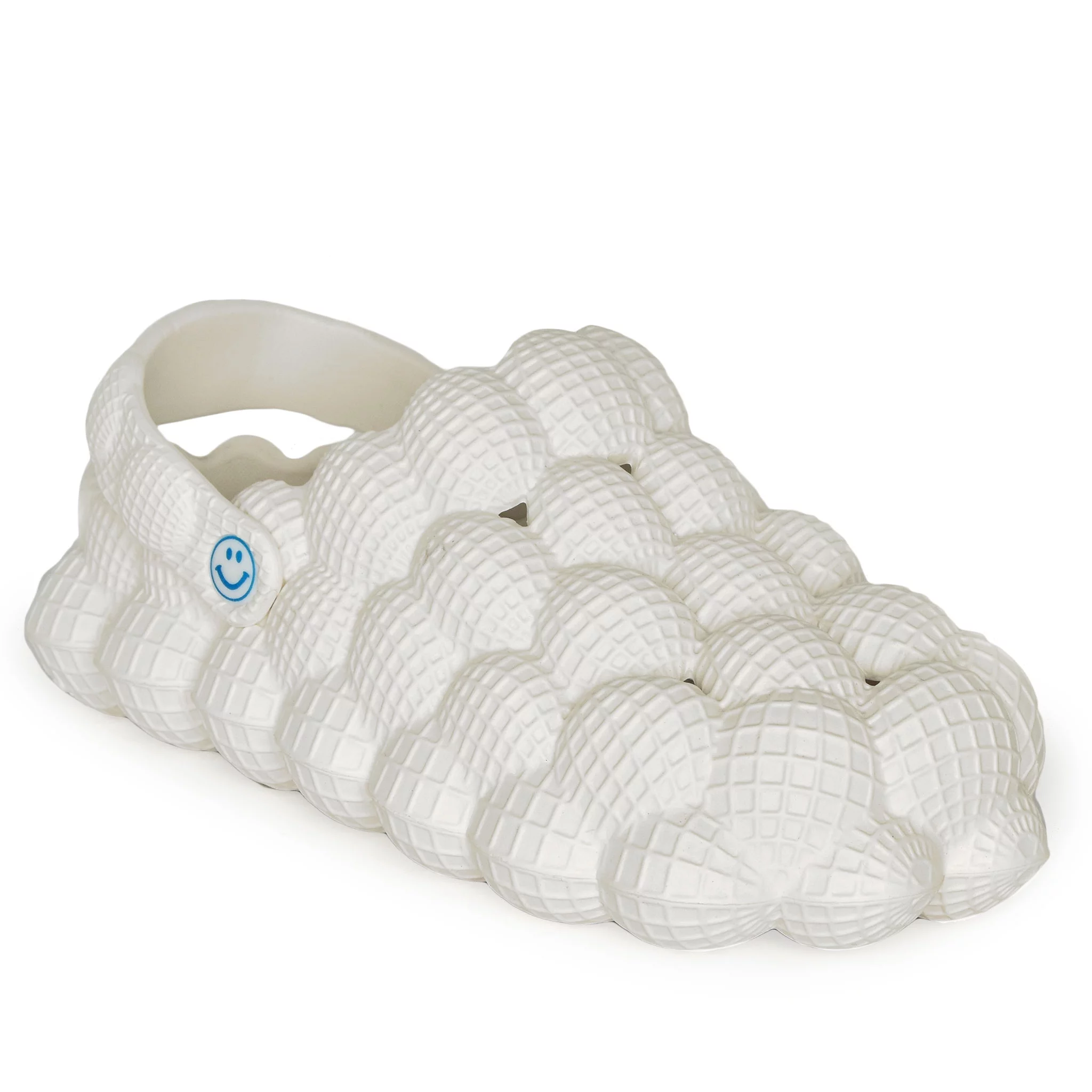 Wild Diva Unisex Non-Slip Bubble Cloud Lychee Waterproof Massage Reflexology Rubber Shower Slingback Slides (White, 10)