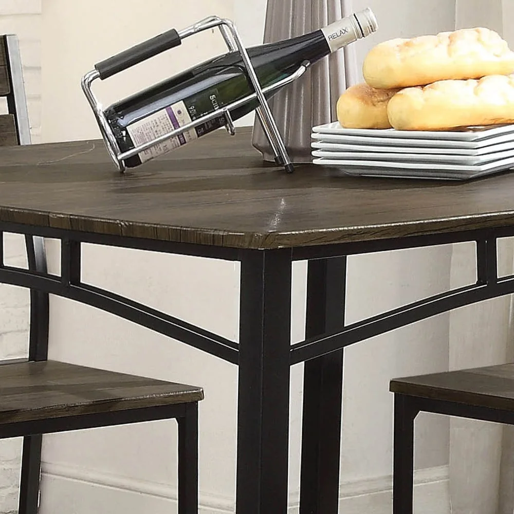 Furniture of America Vae Industrial Brown Metal 5-Piece Counter Height Set by