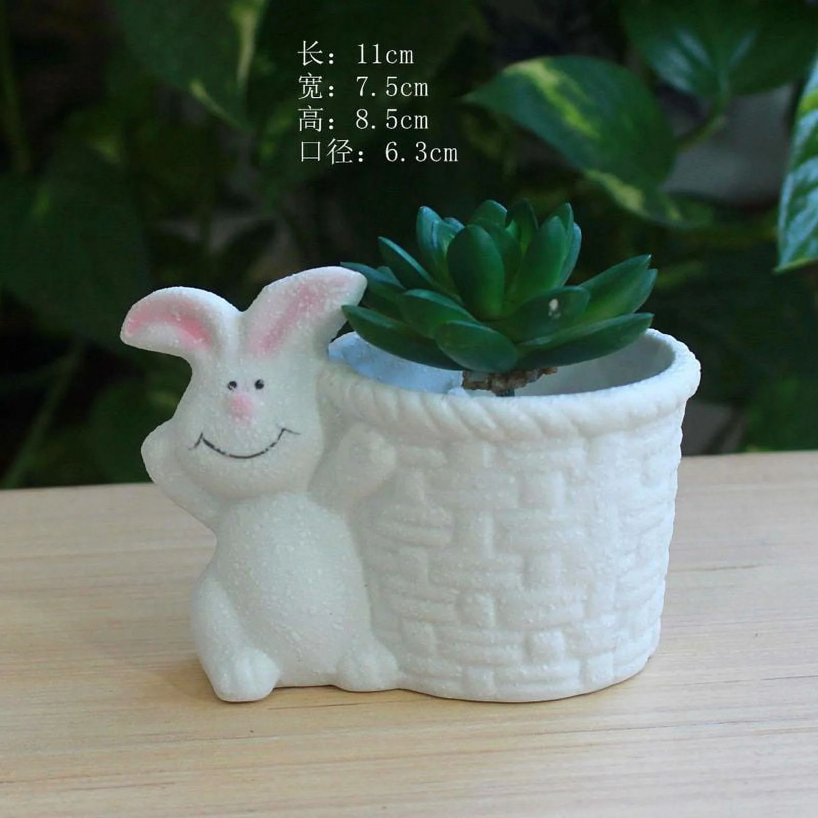 Snowflake Glaze Ceramic Succulent Planter - Nordic Style Rabbit Flower Pot - Ceramic Desktop Planter