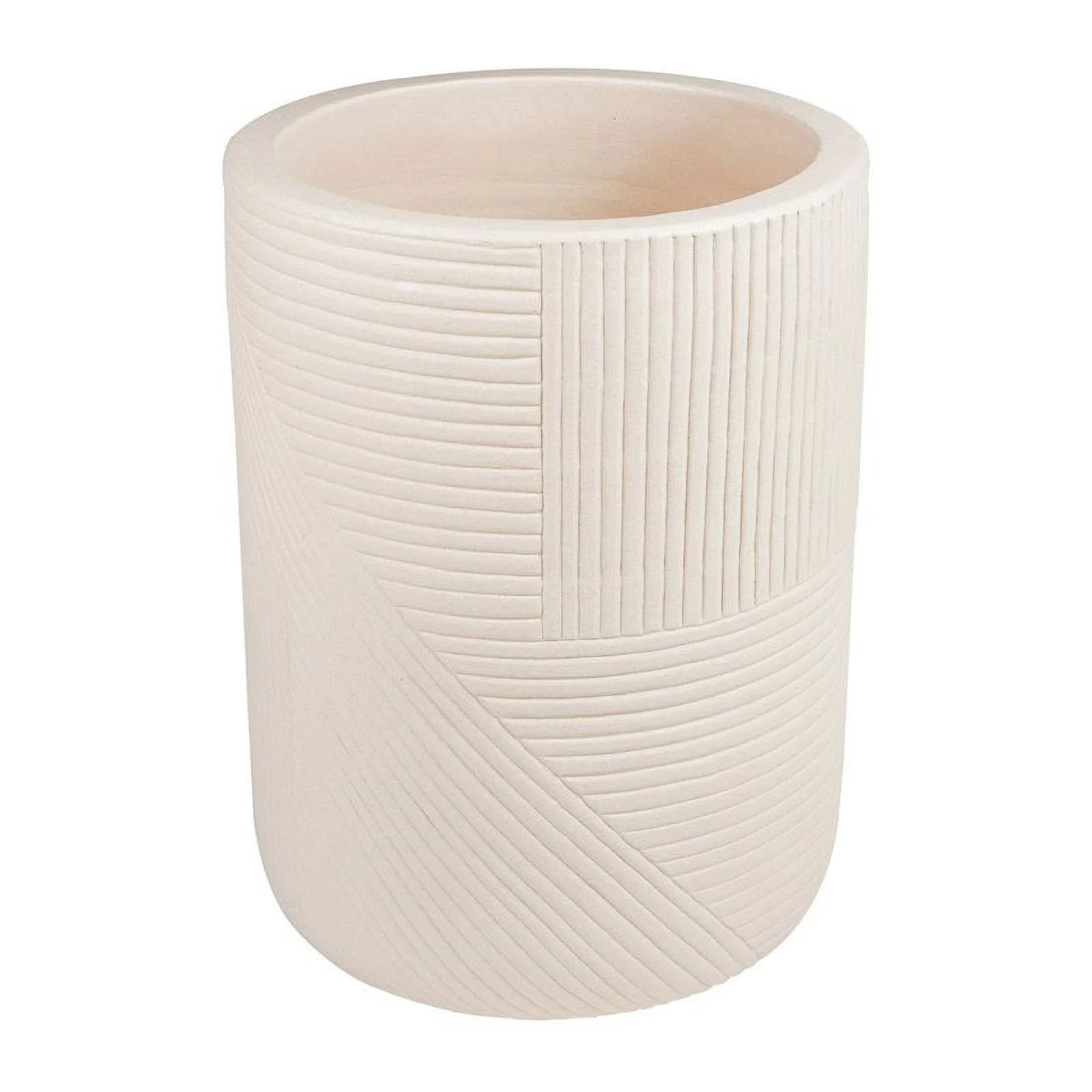 Afuera Living  Modern Ceramic 2-Piece Textured Planters in Cream