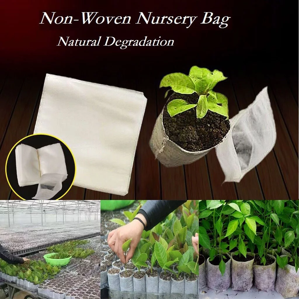 200PCS -Biodegradable Non-Woven Nursery Bags -Grow Bags Seedling Pots Utility Tool