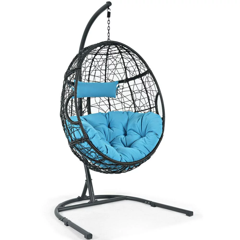 Hammock Chair with Stand Hanging Cushioned Swing Egg Chair for Indoor Outdoor