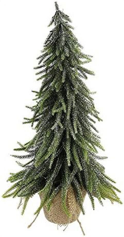 Downswpt Glittered Pine Tree In Burlap Base - Unlit