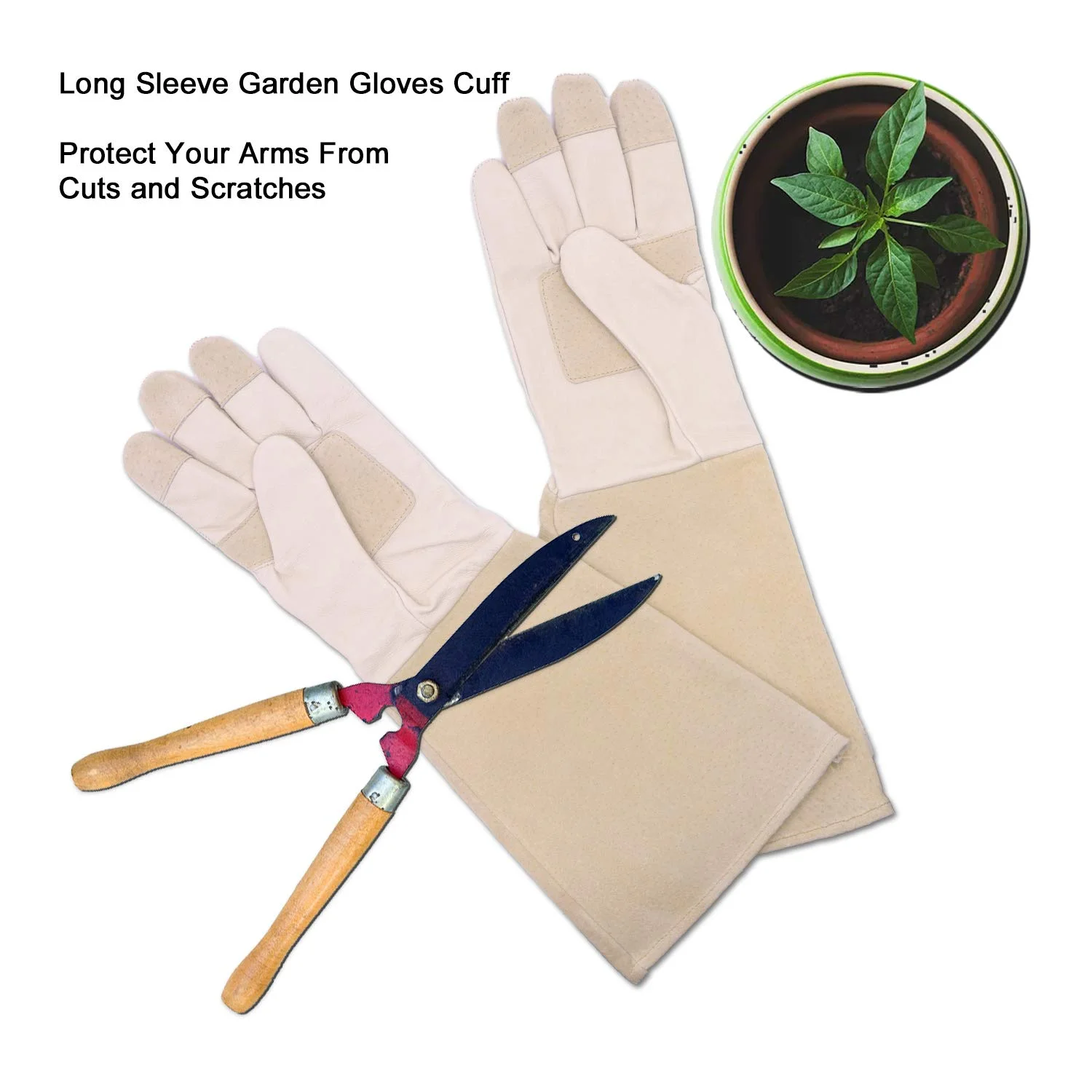 HANDLANDY Long Sleeve Leather Gardening Gloves,Rose Pruning Floral Gauntlet Garden Gloves For Women and Men