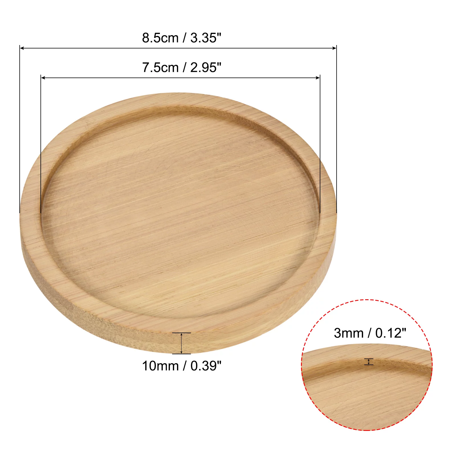 Unique Bargains Plant Pot Saucers OD Bamboo Round Flower Drip Tray for Indoor