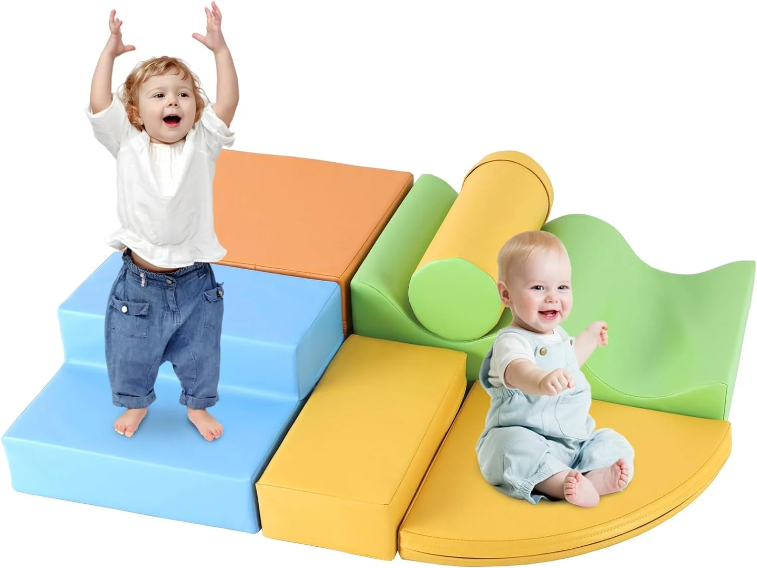 Kids Climbing Blocks, 6 Pieces Toddler Foam Climbing Blocks, Soft Babies Climb Foam Play Set,Lightweight Climbing Toys for Crawling and Sliding,Indoor Climber Activity Play Set for Kids