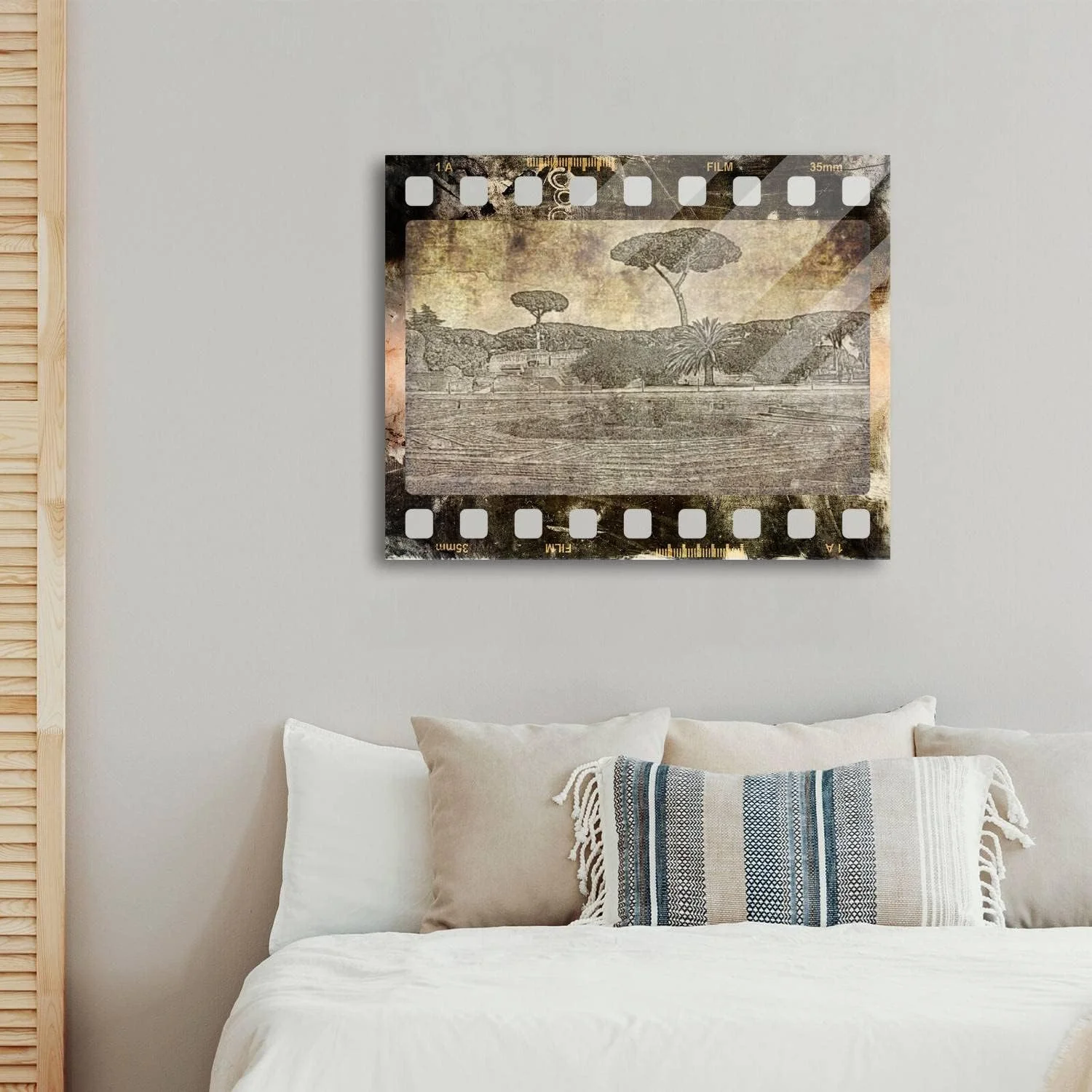 HelloGlass Tempered Glass Wall Art Decor Italian stone pine building footing and ancient ruins on the Palatine Prints On Glass Paingting Modern Artworks For Living Room Bedroom Office 48x32inch