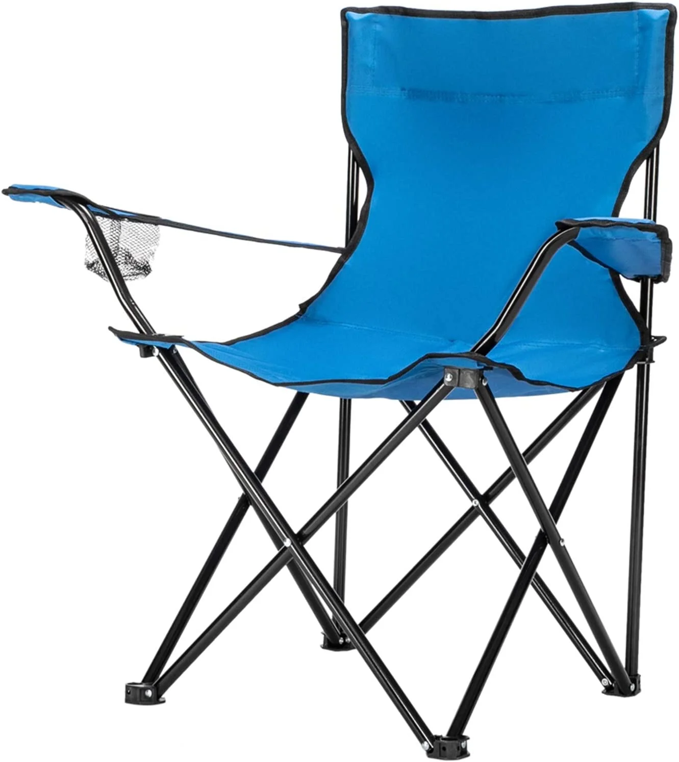 Portable Folding Camping Chair with Arm Rest Cup Holder and Carrying and Storage Bag (Blue)